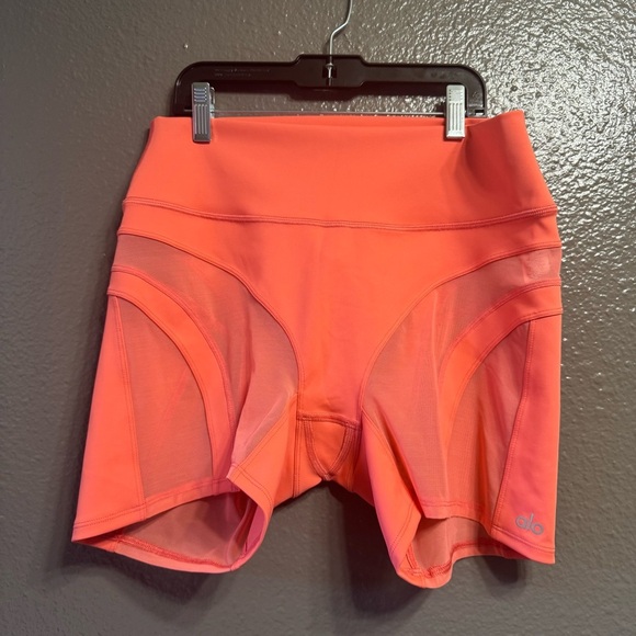 High Waisted Mesh Airlift Shorts in Candy Orange size L - Picture 1 of 5